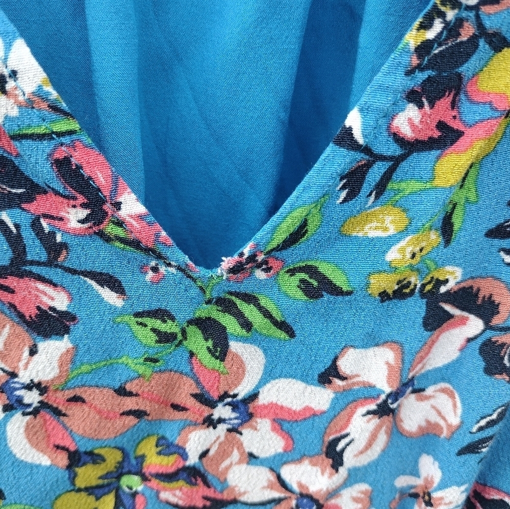 Anthropologie Robin Tiered Mini Dress Blue Green Floral XS - Picture 5 of 9